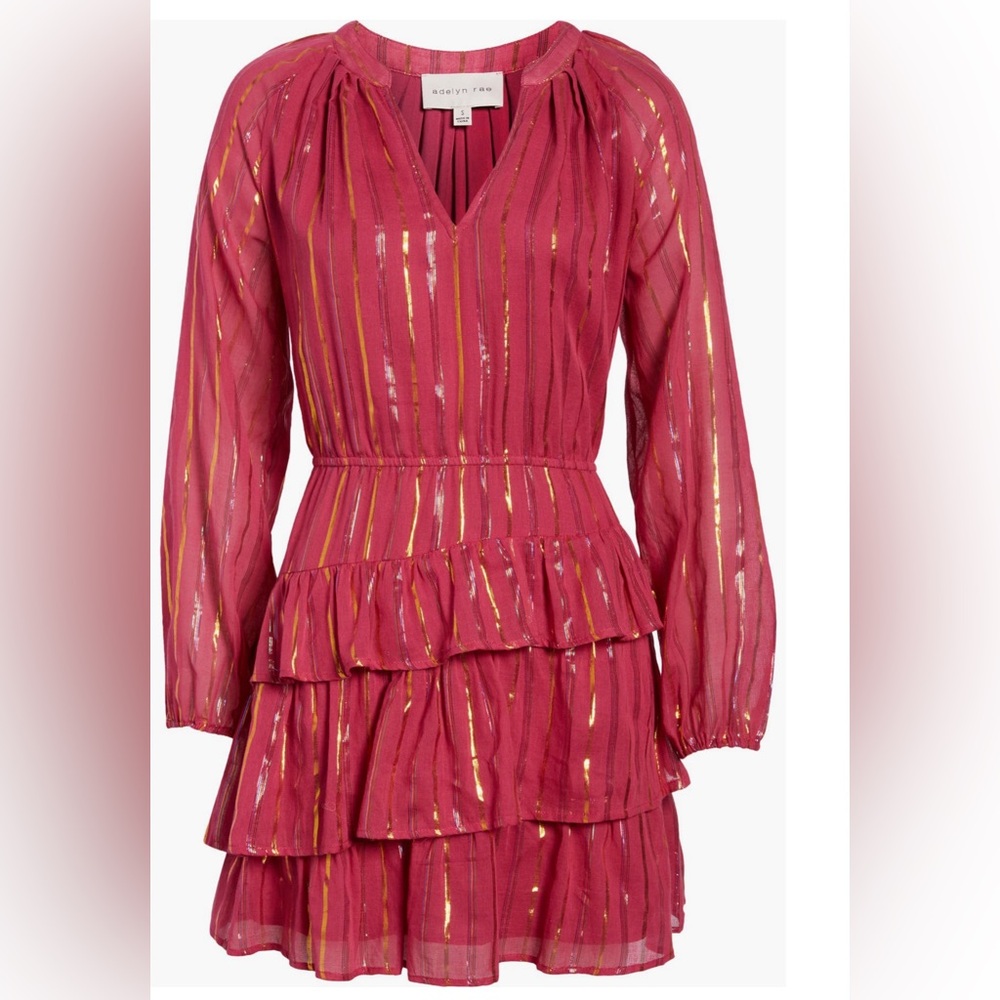 Adelyn Rae Pink and Gold Striped Dress